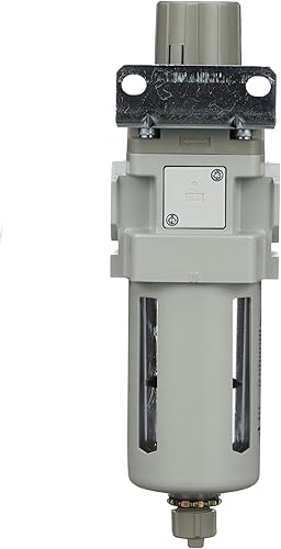 Miniatura 5 de PneumaticPlus SAW400-N04BG Filtro de aire comprimido regulador combinado tipo piggyback 1/2" NPT - Cuenco de polietileno, drenaje manual, soporte,