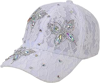 Summer Lace Baseball Cap Women Flower Mesh Rhinestone Butterfly 3D Floral UV Protection Outdoor Hat