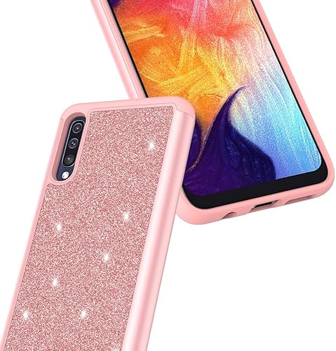Miniatura 3 de Funda para teléfono Samsung Galaxy A50 + pantalla HD Glitter Quicksand Sparkle Bling Bling Case para niñas y mujeres (rosa)
