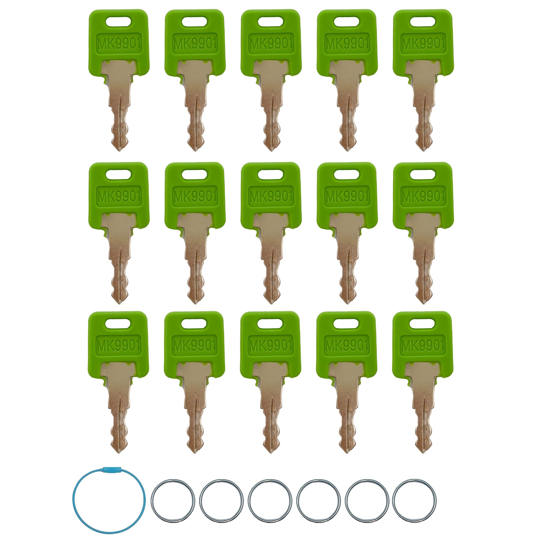 RV MK9901 & 6601 Replacement Key Set for Motorhome FIC 9901/6601-15 Pack Master Green Keys