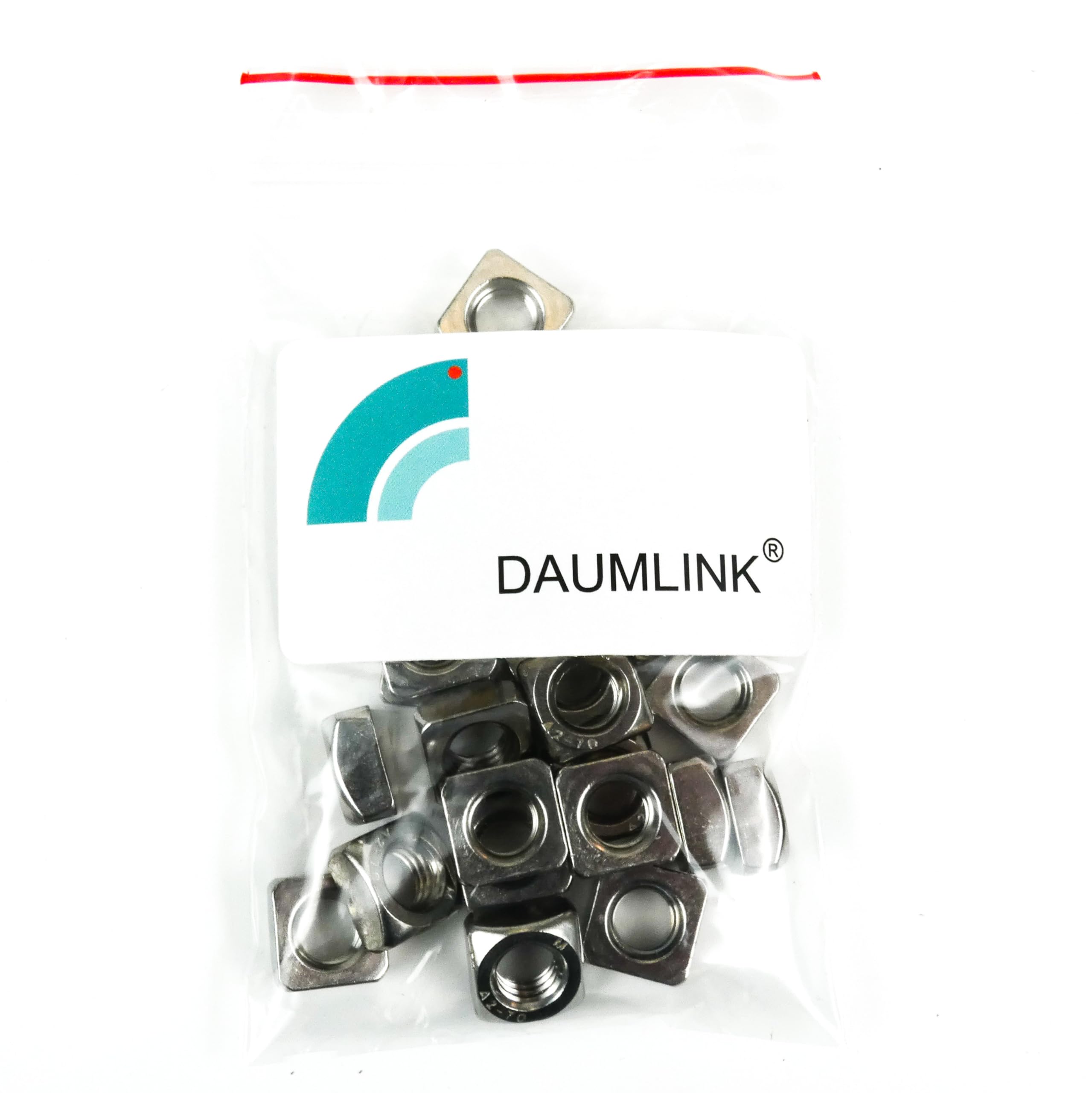 Dado quadrato DIN 557 – Acciaio inox A2 (V2A) | Dado a sezione quadrata ad alta stabilità | Equivalente UNI 5597 | Fissaggio robusto e antirotazione | 25 pezzi – varie misure (M8)