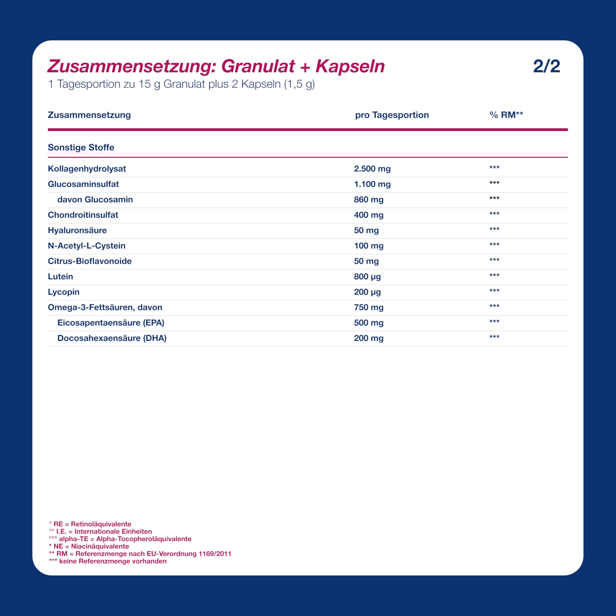 Orthomol chondroplus - Nährstoffe für Knorpel und Knochen - mit Glucosamin, Chondroitinsulfat und Hyaluronsäure - Granulat/Kapseln, 30 pc Portions quotidiennes