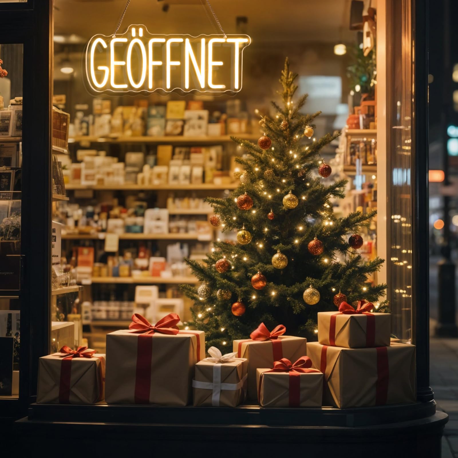 Geöffnet Neonschild für Tür, Open Leuchtreklame Türschild, LED Neonlicht Hängeschild USB-Betrieb mit dimmbarem Schalter für Food Truck,Restaurant,Buchhandlung,Hotel,Supermarkt