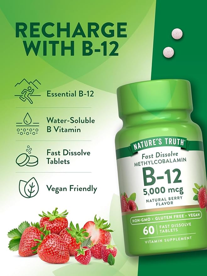 Nature's Truth Vitamina B-12 5000mcg 60 Tabletas x Paquete de 2 miniatura 5