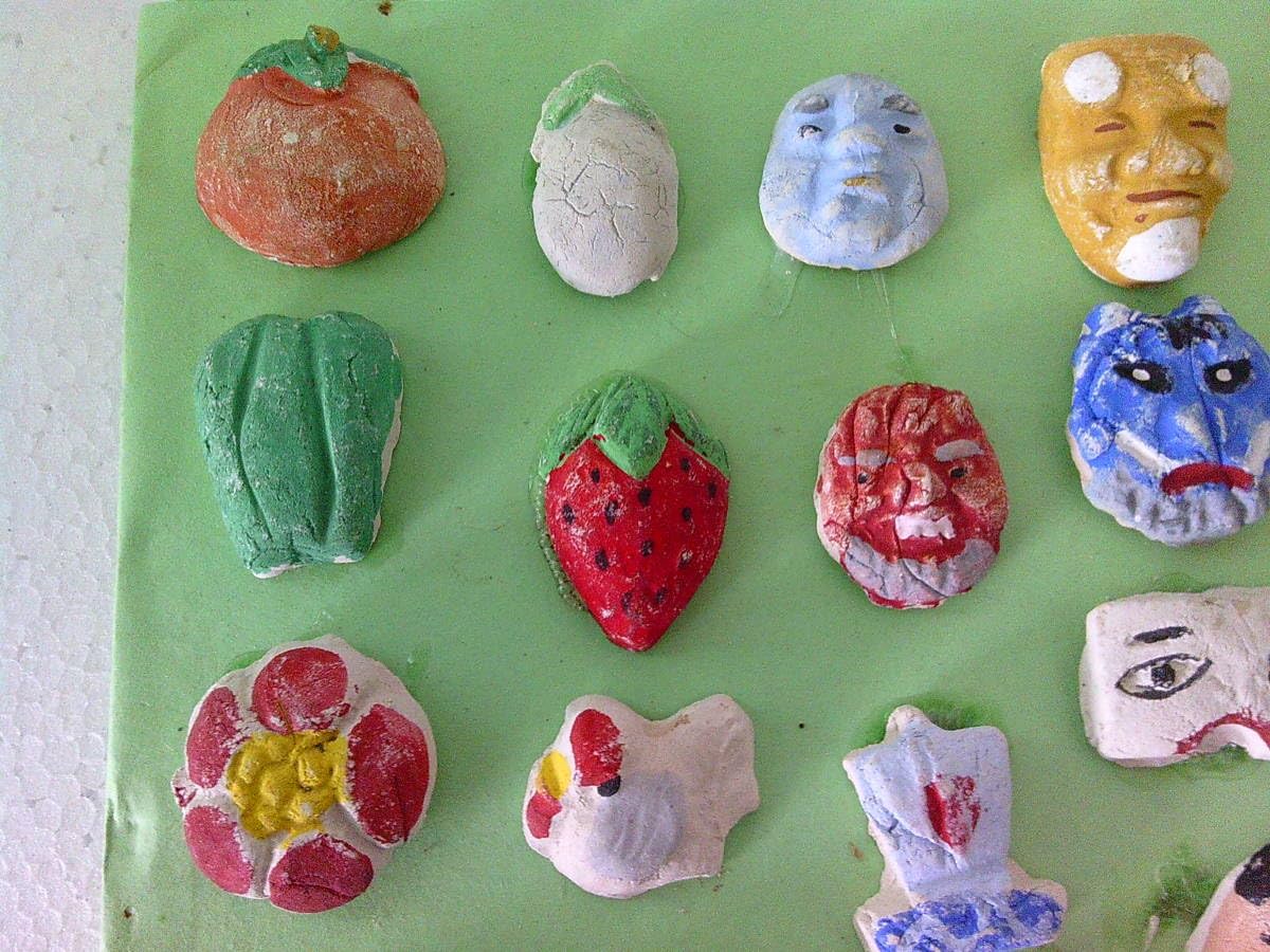 Amazon.co.jp: せ-795 泥めんこ ミニめんこ色々 39種 額入り 焼きもの