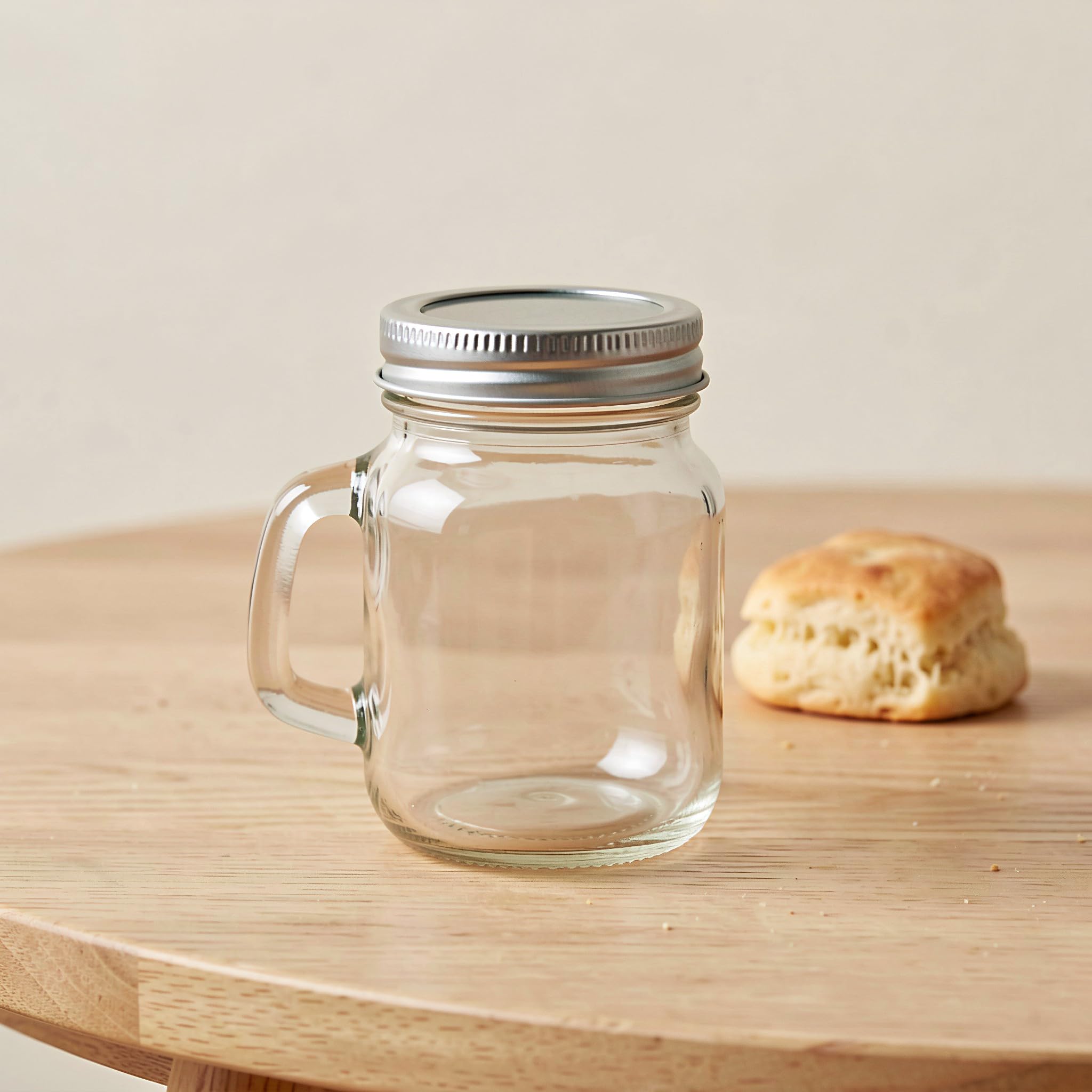 Lot de 8 bocaux en verre avec poignée et couvercle, tasses Mason