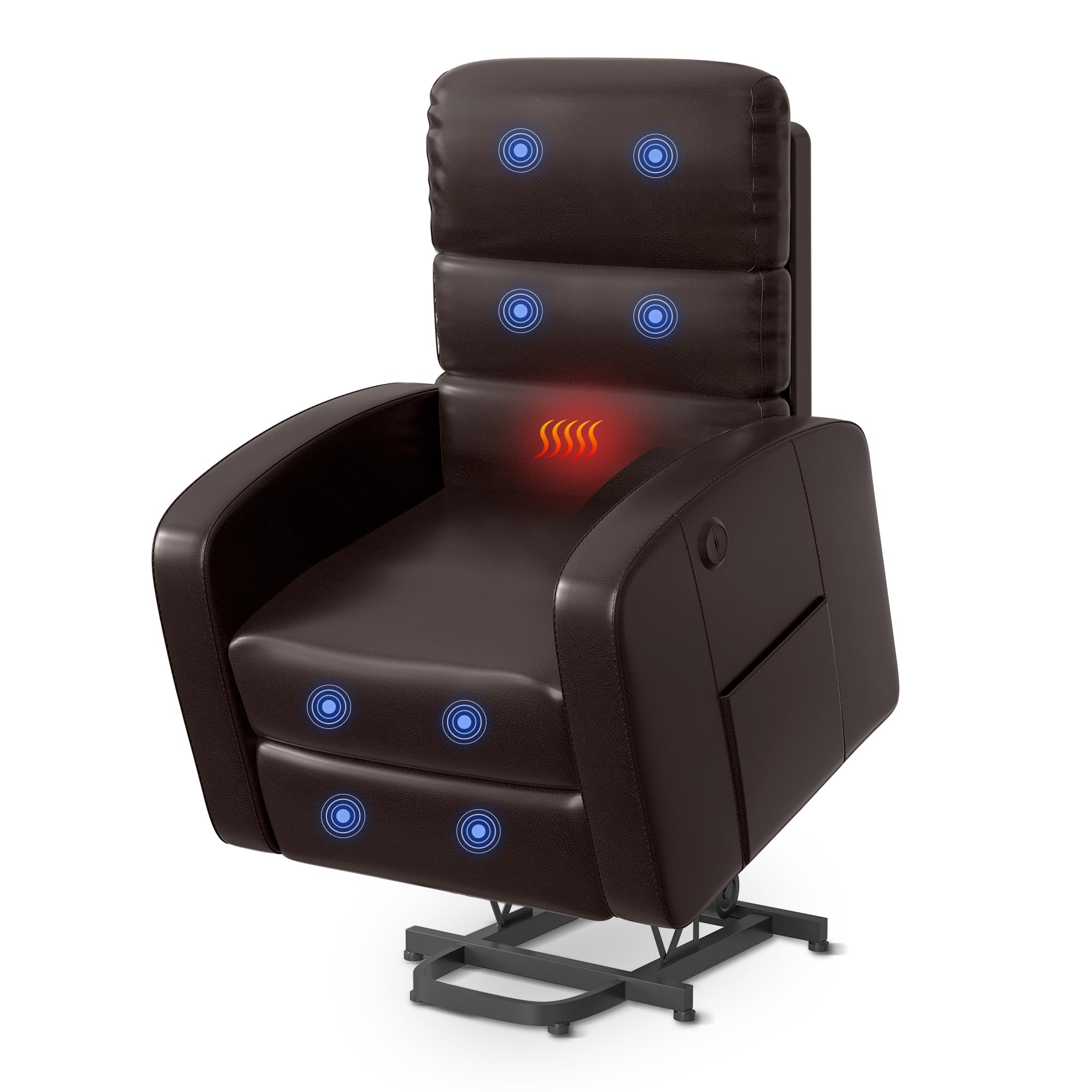 XL3 Recliner Armchair Riser and Recliner Chairs Electric Recliner Chairs for Room Massage and Heating Fuction Leather Reclinert Chair Brown