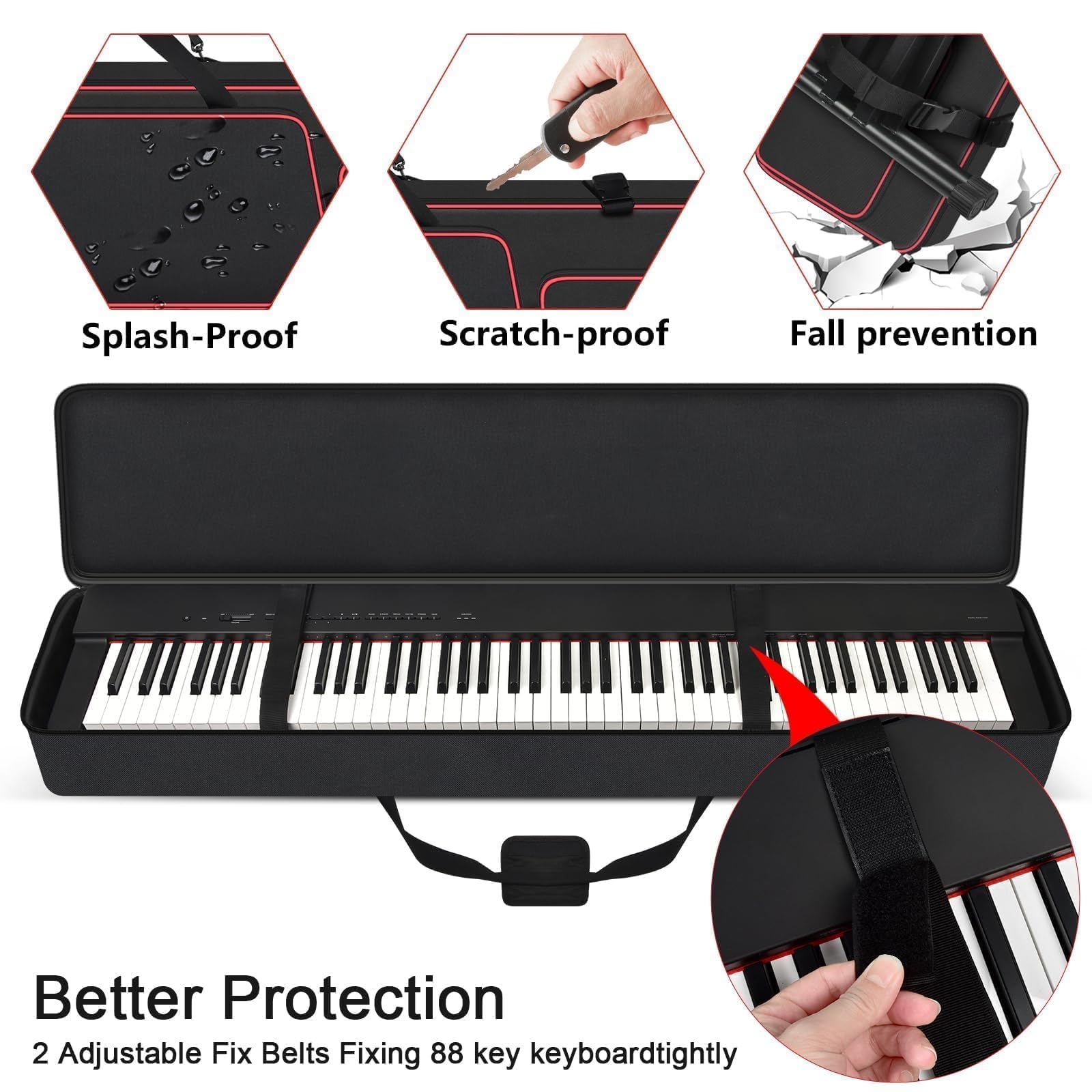 [Nur Tasche] Klaviertastatur-Hülle, kompatibel mit Yamaha P71/P45P/143B 88 Tasten gewichtete schlanke Digitalpianos, Reise-Tragetasche für elektrische, mechanische Tastaturständer, für Aktivitäten im