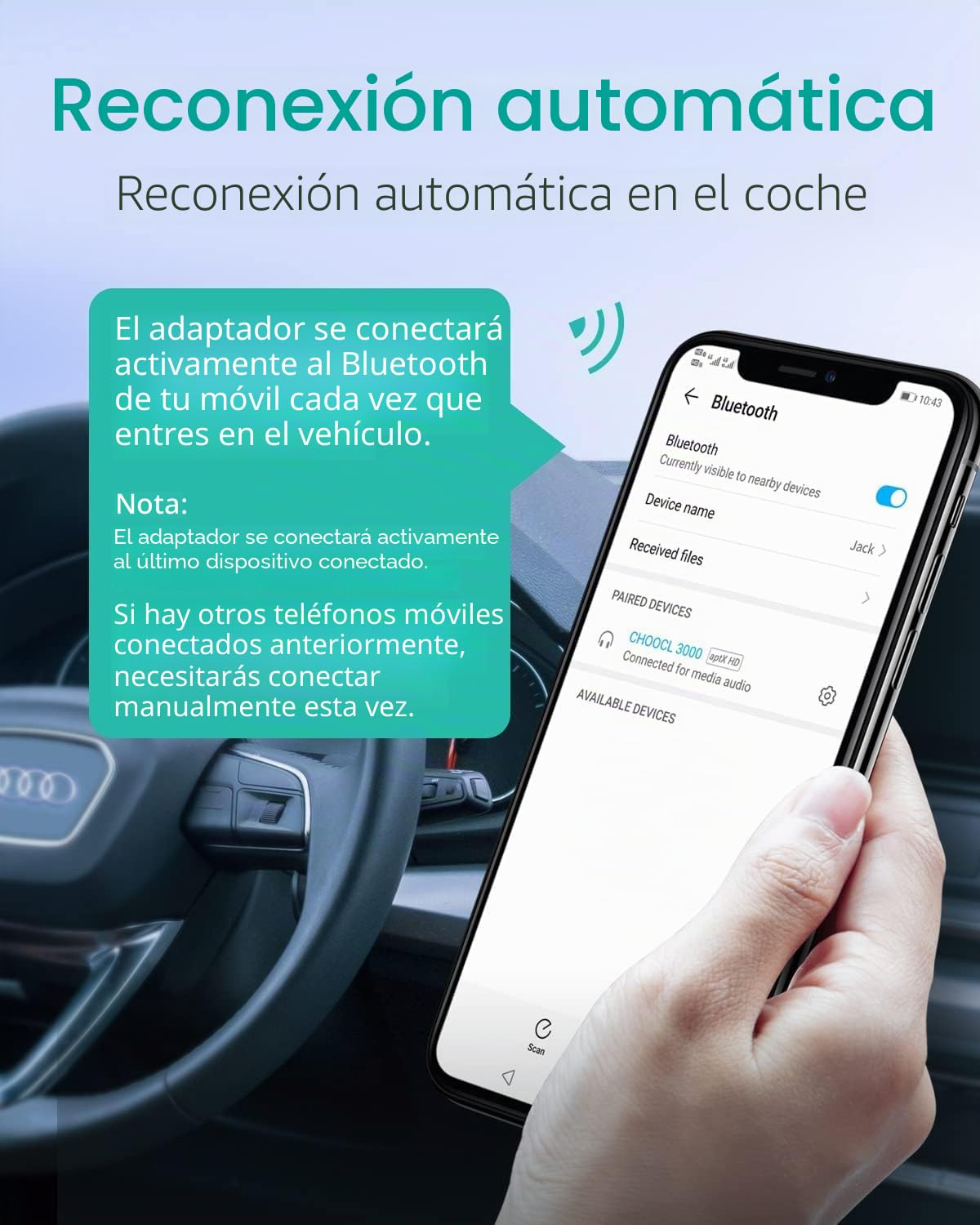 Adaptador Bluetooth para Coche Audi (2006-2009) con Interfaz AMI, Sistema MMI 2G, Kits Bluetooth para Coche con Sonido HD(Audi2G(2006-2009 Year Audi MMI 2G))