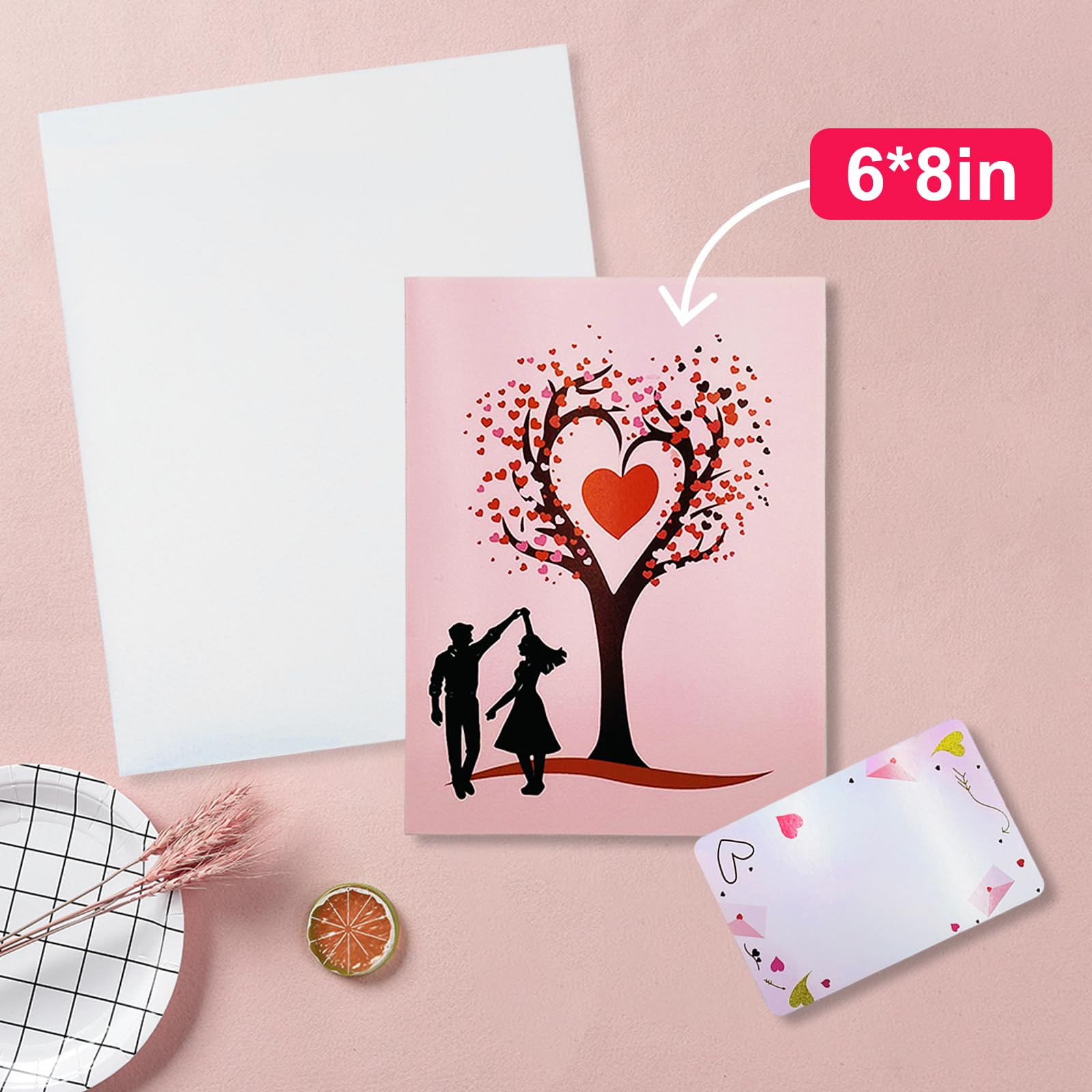 Tarjeta de aniversario 3D desplegable, tarjeta del día de San Valentín para ella, él, esposa, pareja, marido, boda, tarjetas de árbol de amor de 6 x 8 pulgadas, incluye sobre y etiqueta para
