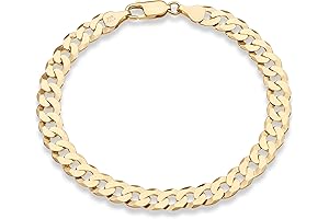 18K Gold Over Sterling Silver Italian Cuban Link Bracelet for Men