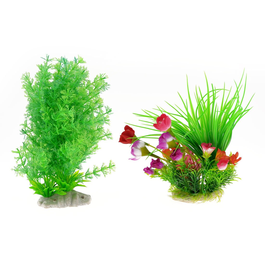 Qtqgoitem 2PCS Fish Tank Green Manmade Plastic Water Grass Decor w Ceramic Base (model: 977 229 858 b93 01b)