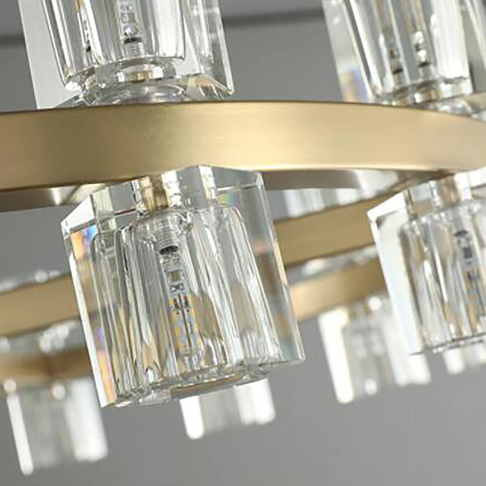 Lámparas de araña Modernas de Cristal Dorado, lámpara de araña Grande de Hierro, lámpara de Techo de Lujo para iluminación de Comedor, Sala de Estar, Dormitorio, hogar - Dorado 60x100cm, Gri