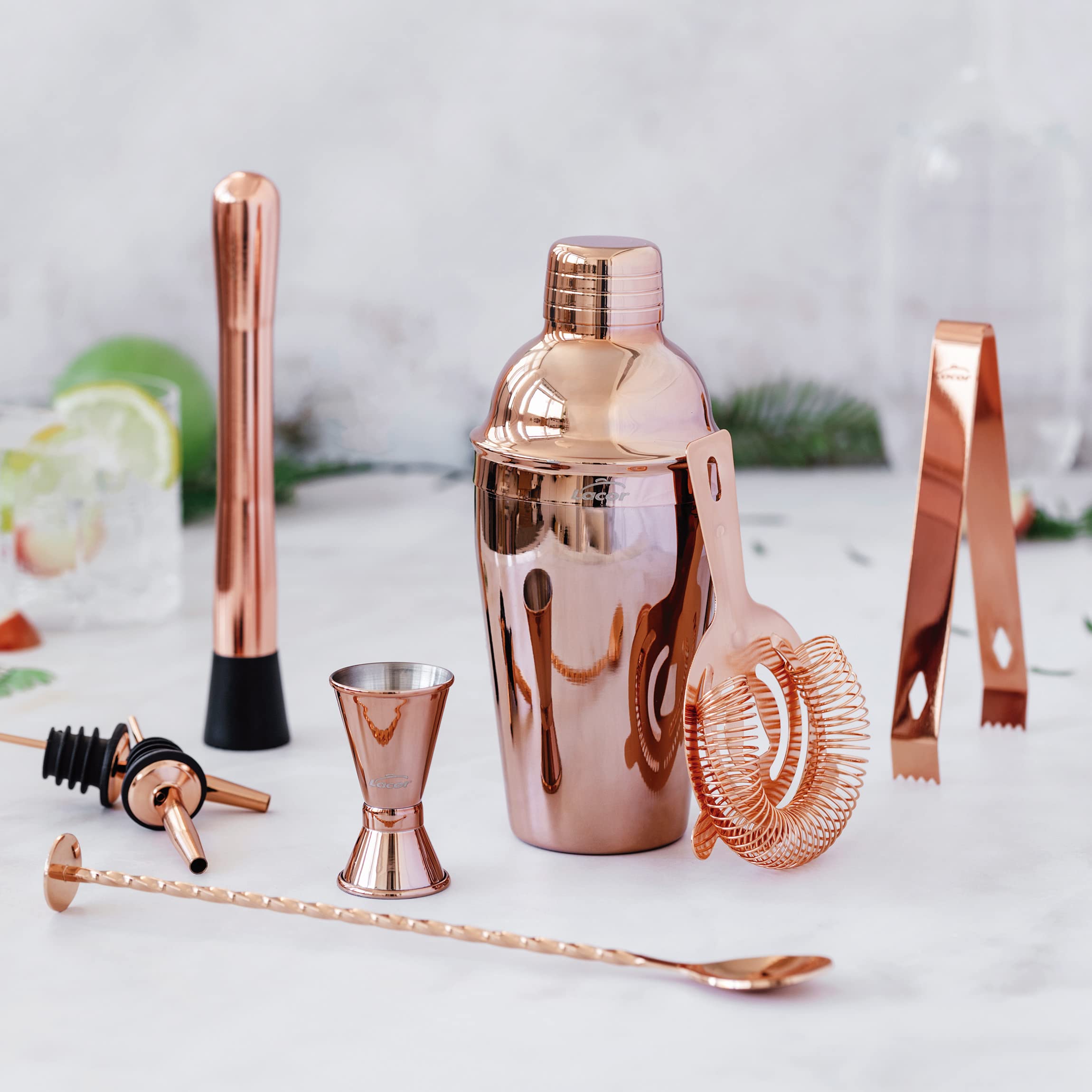 Lacor 62182 - Kit Coctelería, Coctelera, Utensilios Coctelería, Diseño | En acero inox 18/10, para un uso práctico y profesional en cocina; libre de BPA, aporta un acabado cuidado a tu presentación