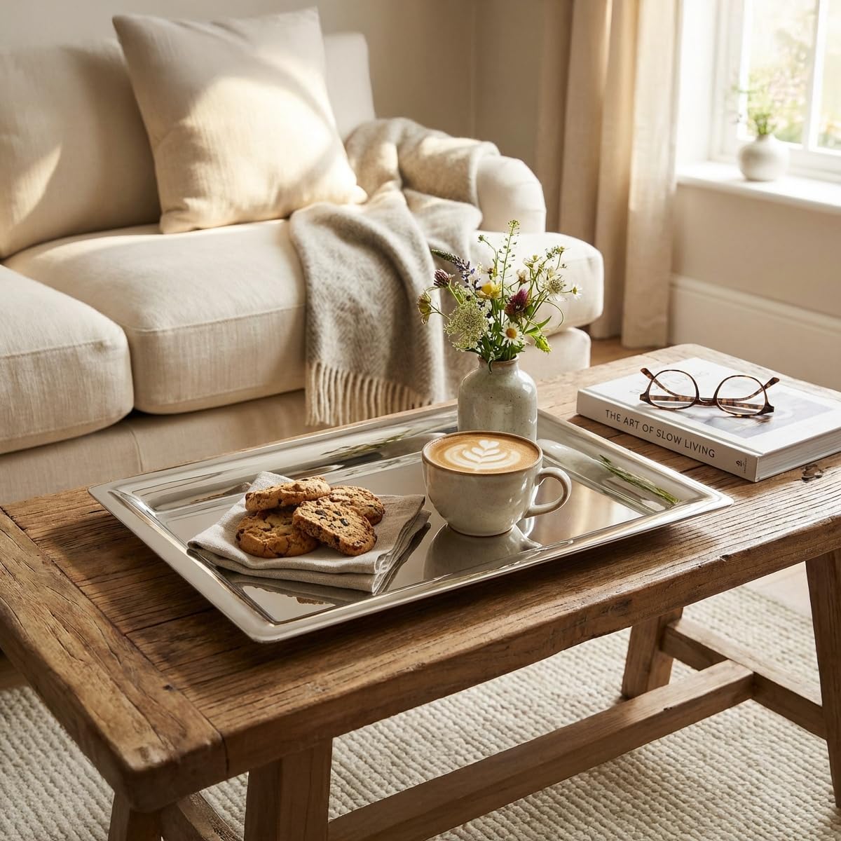 Amazon | Elegant Mirrored Rectangular Silver Tray, Mirrored for