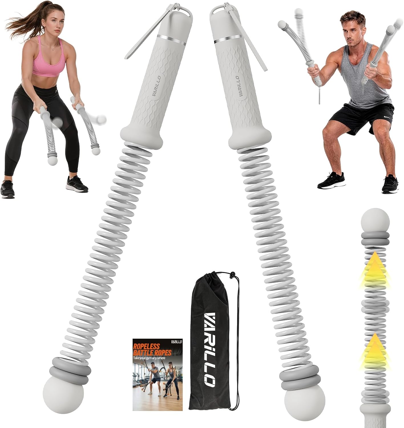 Ropeless Battle Ropes for Home Gym, Portable Cordless Weighted Battle Ropes with Storage Bag, High Calorie Burn for Men & Women, Fitness Equipment for HIIT & Low-Impact Aerobic Training