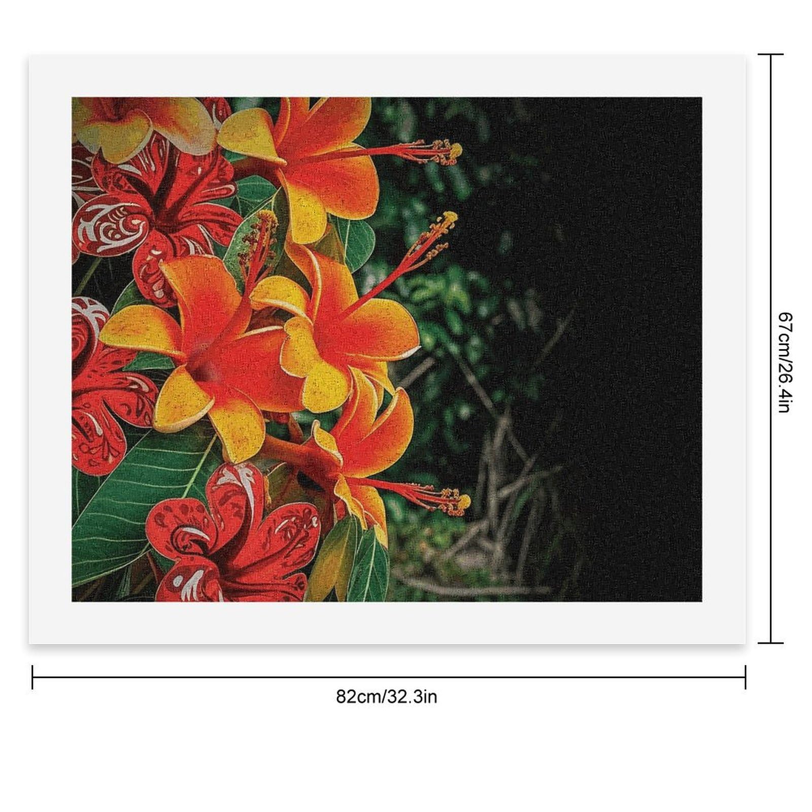 RTBKLYQ Kit per dipingere con i numeri, per adulti e principianti, fiori hawaiani, fai da te, pittura a olio, tela per kit di pittura, regalo per la casa