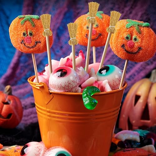 Miniatura 7 de Clabby Lápiz de escoba de bruja de Halloween, 36 piezas de escoba de bruja de Halloween, accesorios elegantes para recuerdos de fiesta y suministros
