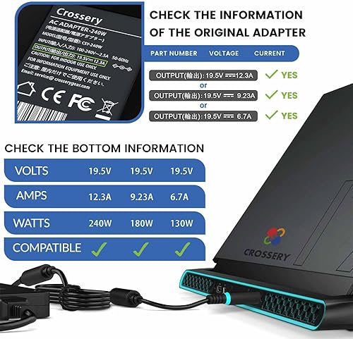 Miniatura 6 de Adaptador de CA de 240 W para cargador de portátil Alienware 240 W Dell 180 W Adaptador de fuente de alimentación para Dell G3 G5 G7 G15 240W