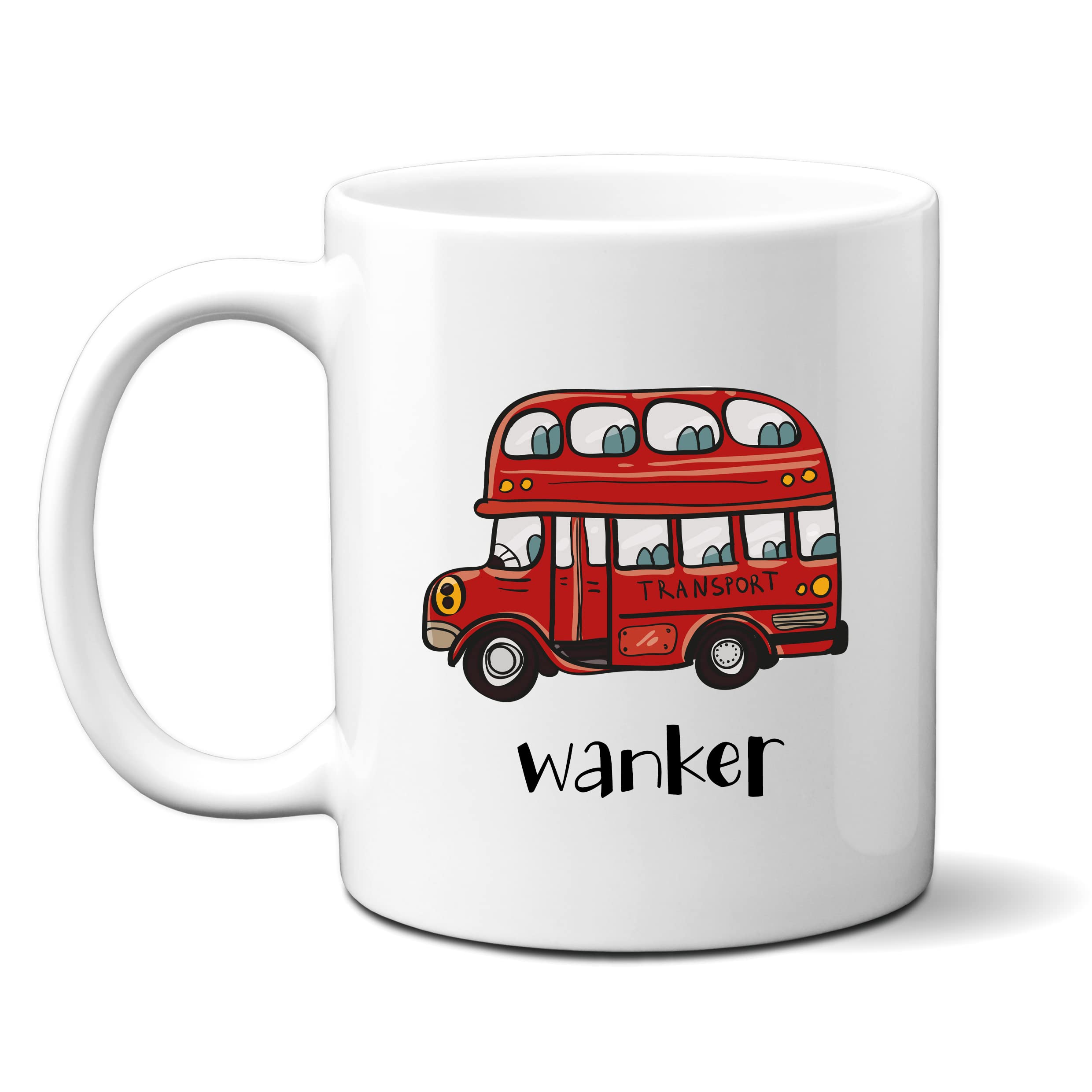 Denzie Digs Funny Personalised Mug, Bus Wanker, Rude Offensive Birthday Gift for Men or Women, Colleague Friend