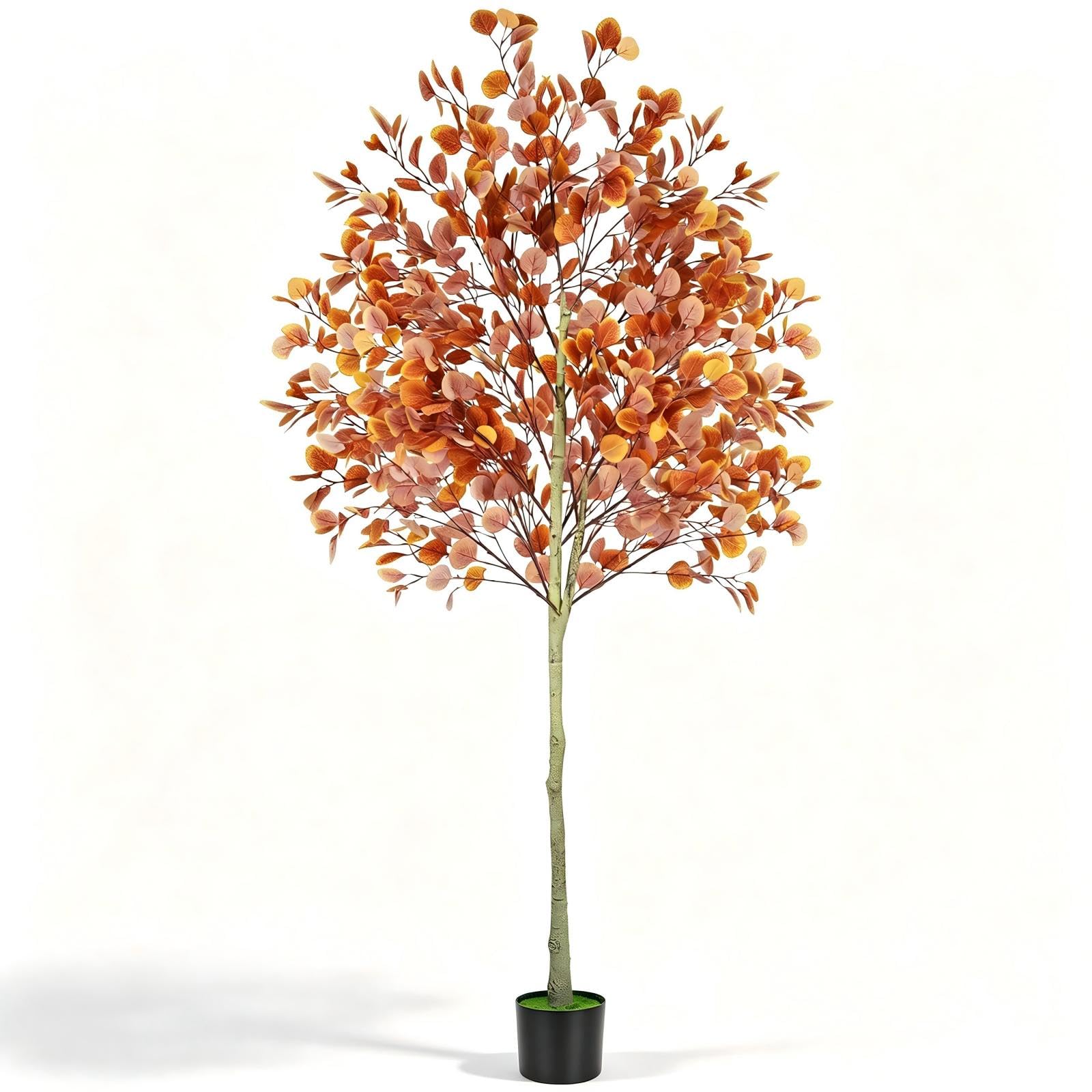 Albero di eucalipto artificiale da 1,8 m, decorazione autunnale per interni