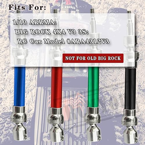 Miniatura 2 de RCMYou Eje de transmisión CVD para 110 Arrma Big Rock V3 3S BLX 4x4 4WD, 4 piezas de actualización de control remoto, ejes de transmisión delanteros