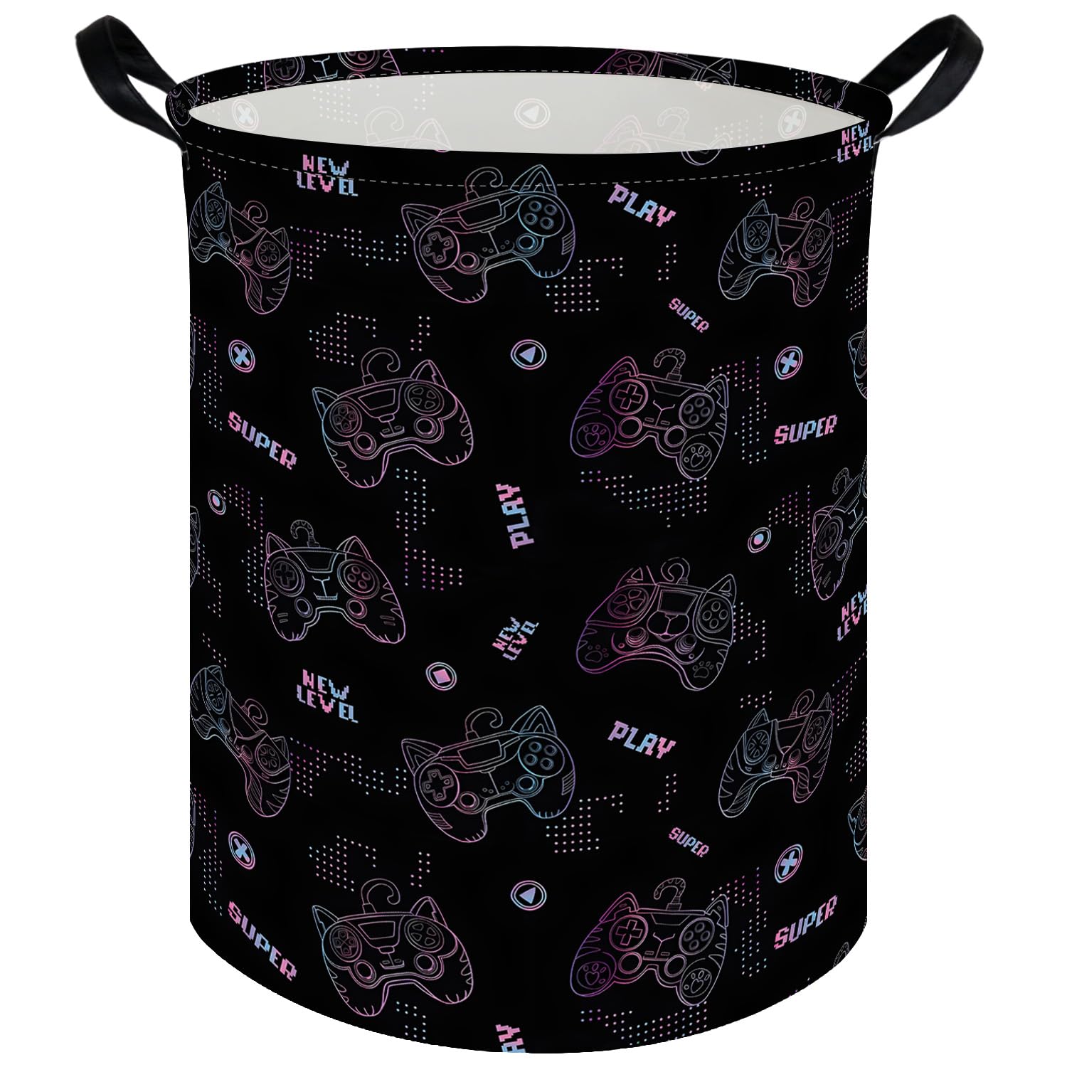 FXOCSHE Game hamper,Waterproof foldable Kids laundry basket,Nursery Hamper,Kids Room decor,Toy organizer,Dirty clothes basket(Cute games)