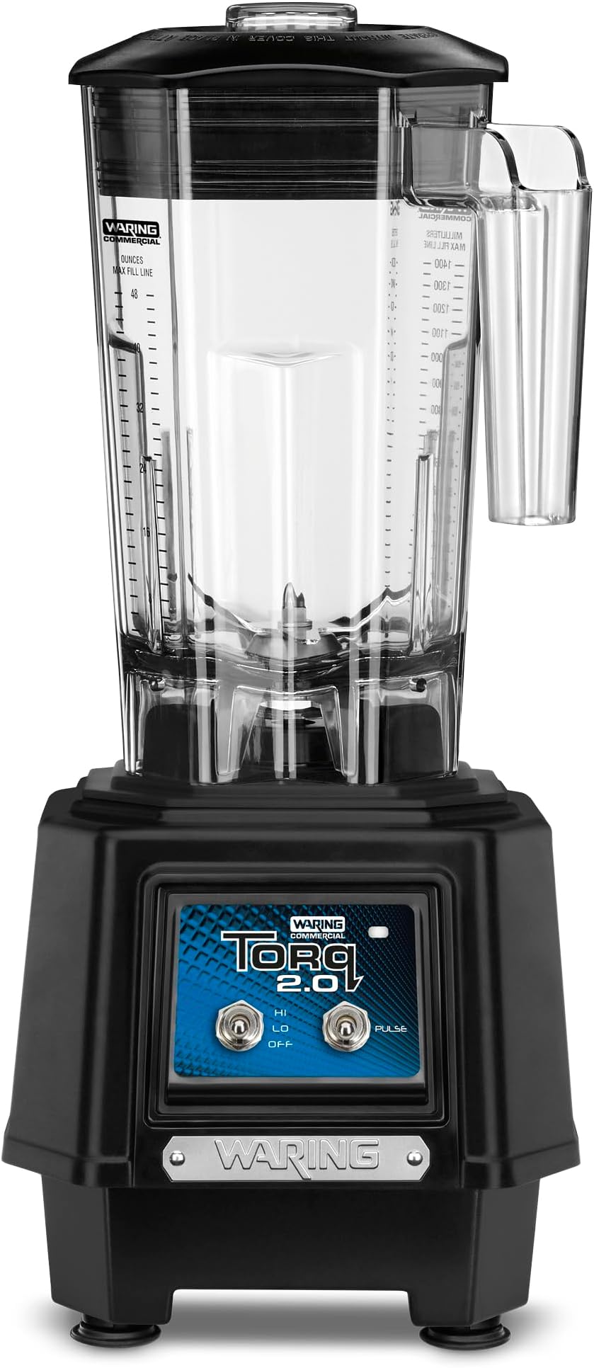 Commercial TBB145 TORQ 2 Horsepower Blender, 2 Speed Toggle Switch Controls, with 48 oz. BPA Free Container, 120V, 5-15 Phase Plug, 9 x 15.75 x 11.5 inches, Multicolor