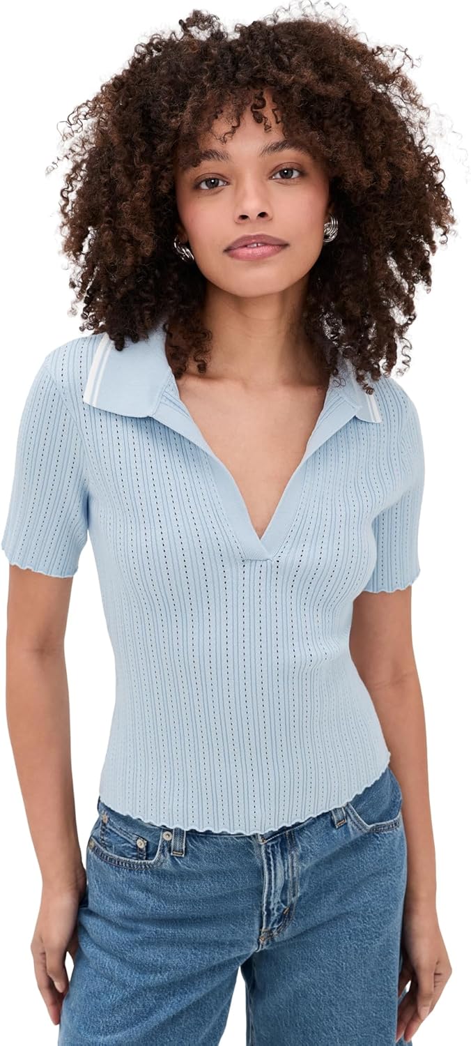 JOE'S JEANS Women's The Jess Pointelle Polo Shirt