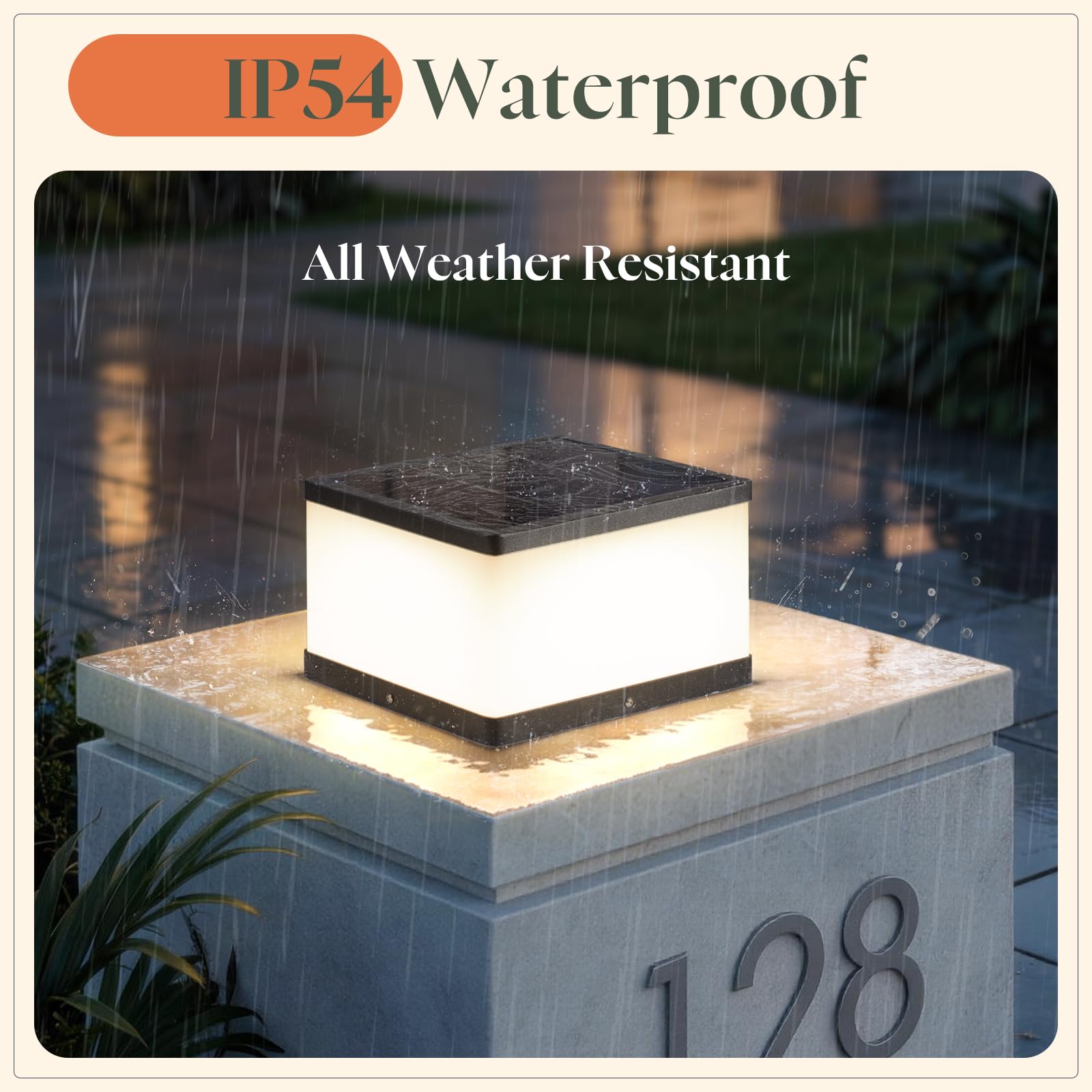 Luci solari per esterni, 24,9 cm, impermeabili, 3000 K, luci solari a pilastro extra large, dal tramonto all'alba, lampada moderna per recinzione, illuminazione paesaggistica per pali da cortile