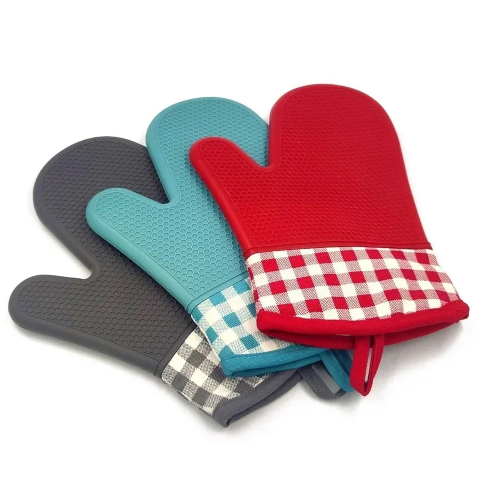 Gants De Four Gants de Four Professionnels en Silicone, 2 pièces, Courts, isolants for Micro-Ondes, épais, Haute température