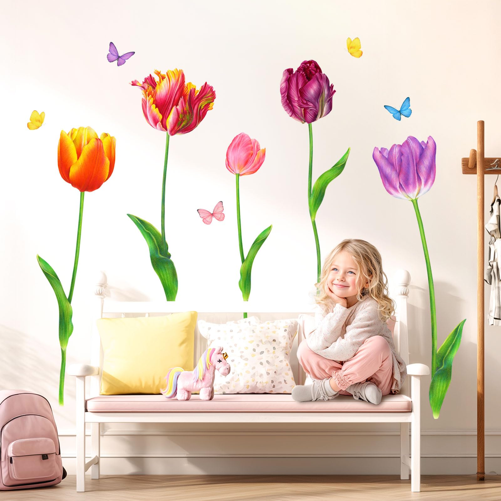 decalmile Adesivi Murali Girasole Adesivi da Parete Farfalla Fiore Giardino Decorazione Murale Camerette Bambini Soggiorno Camera da Letto