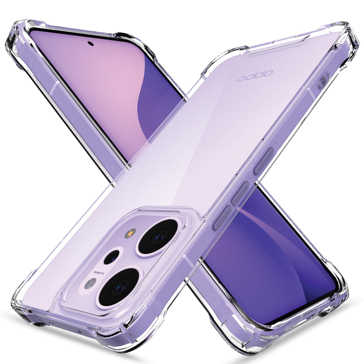 Amazon Basics Back Cover for Oppo Reno 14 5G PC + TPU Clear Transparent Raised Edges Shockproof Protective Phone Bumper Case(Transparent)