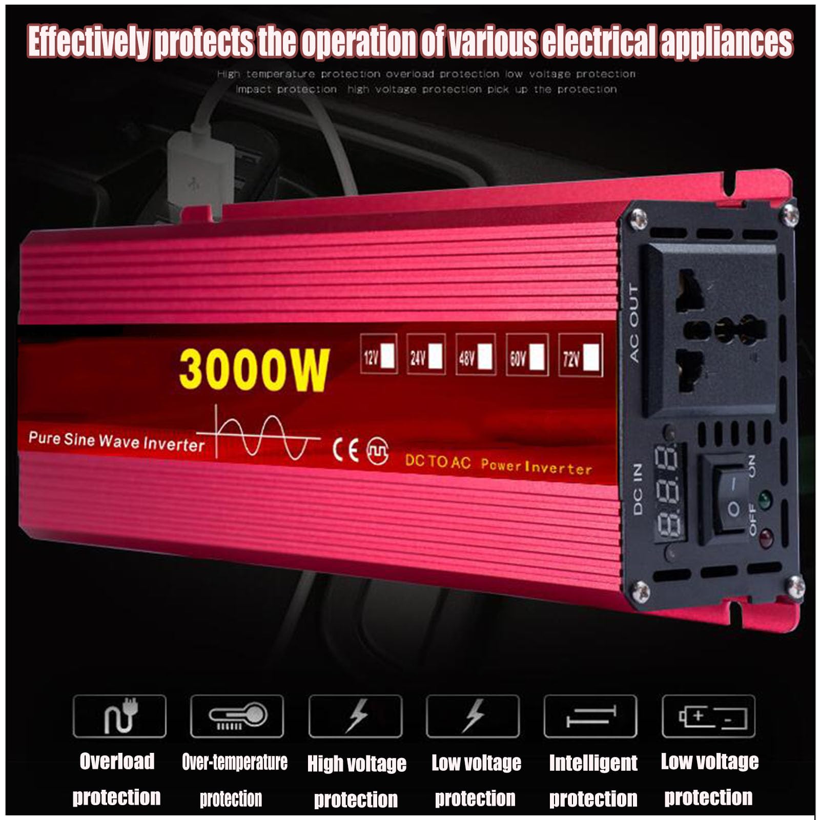 Przetwornica mocy Przetwornice czystej fali sinusoidalnej 1600 W 2200 W 3000 W Przetwornice DC 12 V/24 V/48 V/60 V na AC 110 V 220 V Transformator słoneczny
