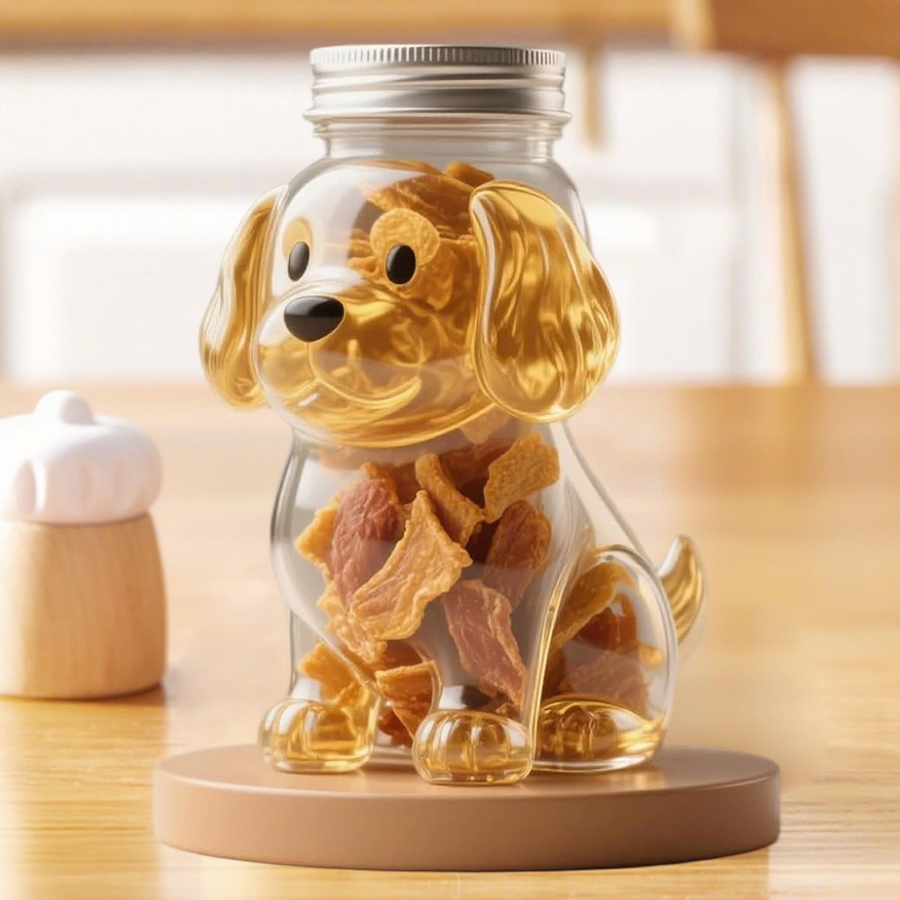 Faticenic Assorted Color Pet Treat Jar, Little Golden Retriever Shape Dog Cookie Jar With Lid, Airtight Glass Snack Container For Cookies, Coffee Pods, Pet Treats, Indoor Decorations