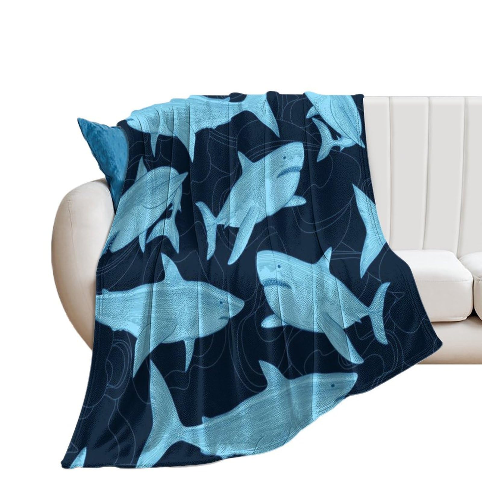 Couverture flanelle requin Shiba Inu cadeau idéal pour ados