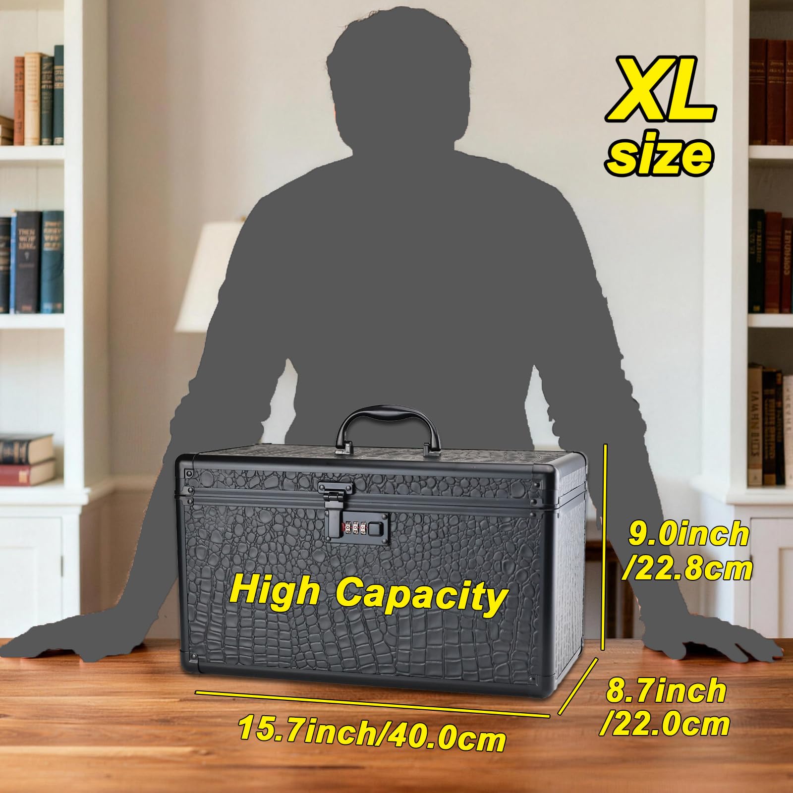 Caja de almacenamiento con cerradura de combinación con asa, funda de bloqueo multiusos para oficina, hogar y uso al aire libre, almacenamiento seguro para accesorios, medicamentos, herramientas