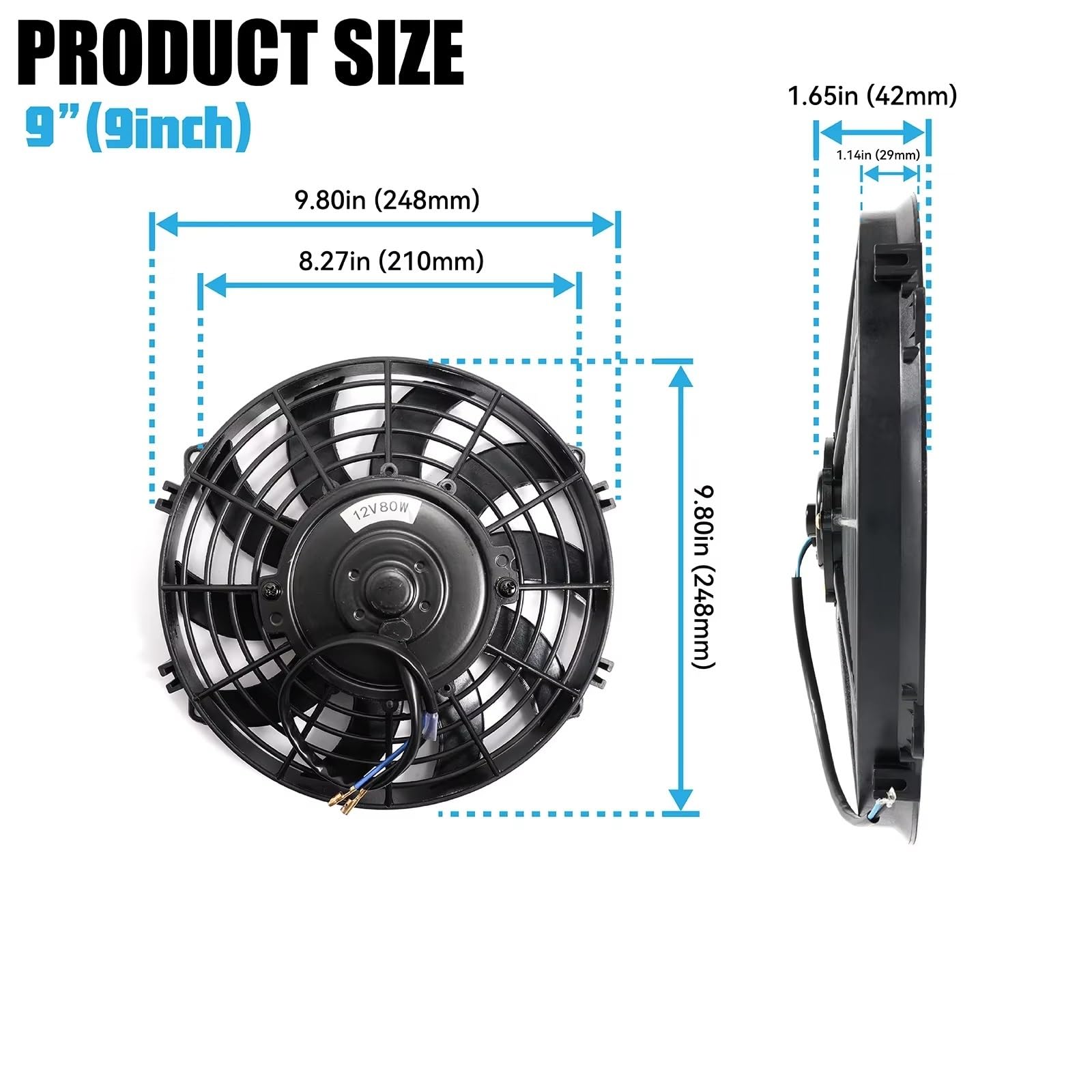 Motore Auto Radiatore Pale Della Ventola Raffreddamento Radiatore Compatibile Con Il Motore Automatico Universale Push Pull Elettrico 12V 80W 9 Pollici 10 Pale