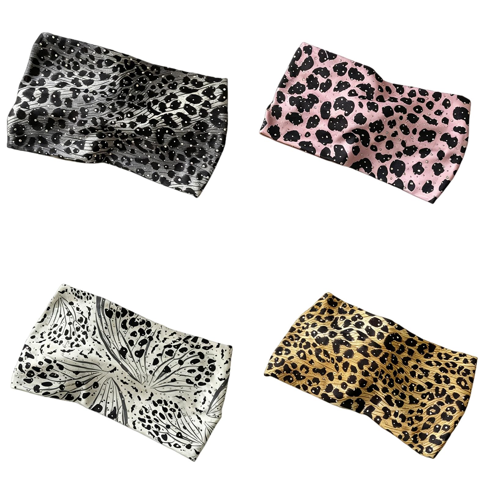 CYUCHENC wide headband 4 Pack Leopard Print Perm Hairband Fashion Hot Girls Wide-brim Knotted Elastic Sports Sweat-absorbent Women-4-four