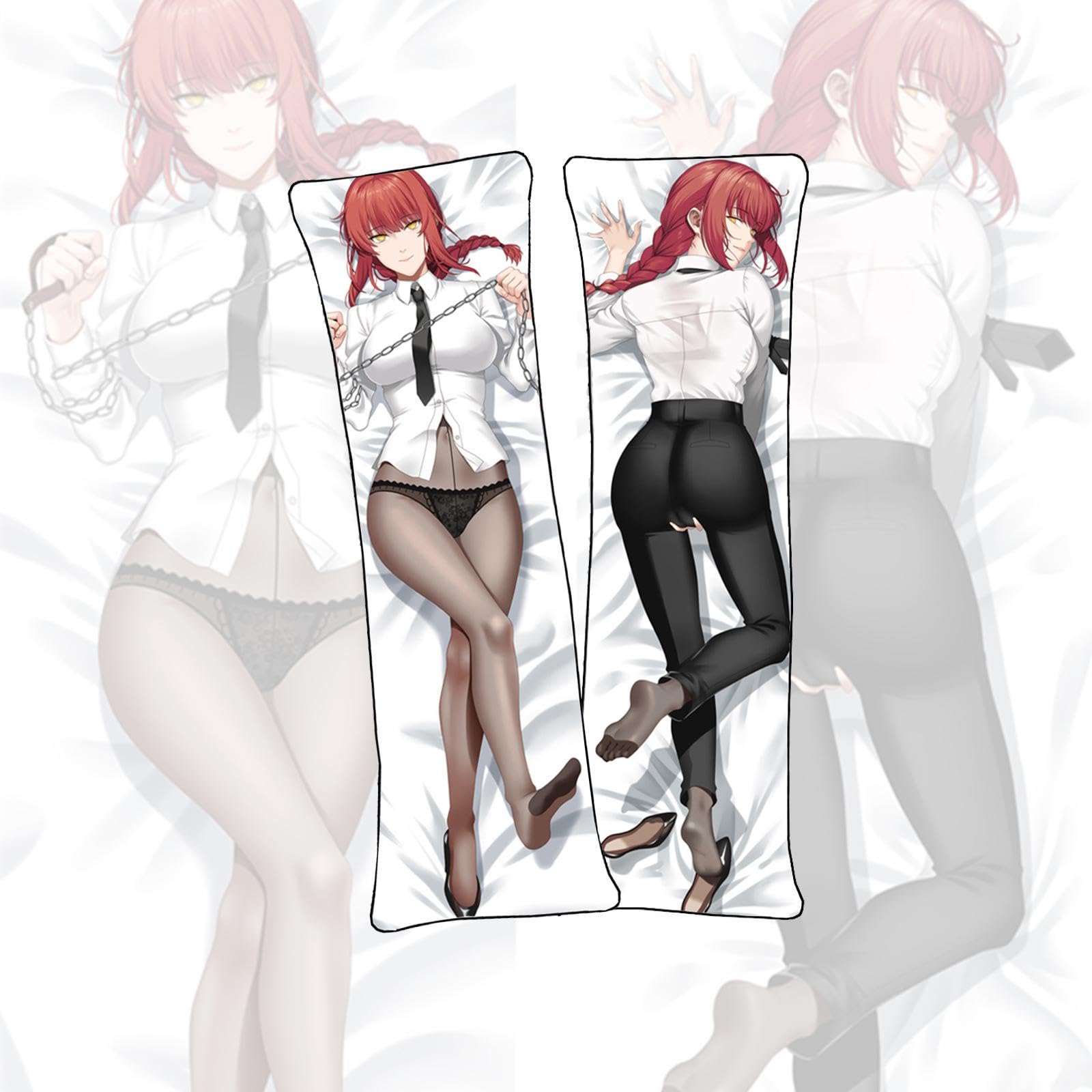 Anime Körperkissenbezug Kettensäge Mann Makima Dakimakura Anime Körperkissen Doppelseitiger lebensgroßer Körperkissenbezug-Makima-b,50x150cm-2WT