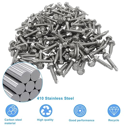 200 tornillos autoperforantes #8×3/4" acero inoxidable 410 miniatura 2