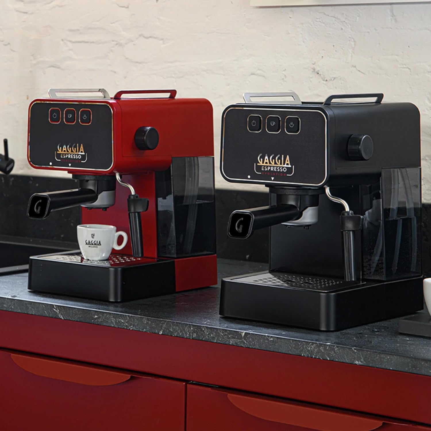 Gaggia Espresso Evolution Red | PID Kesseltemperaturregler | Kaffeemaschine Made in Italy | Automatische Vorbrühautomatik | Siebträger 53 mm | Espressomaschine mit Pumpe | Amerikanisch