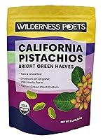 Vista 9 de Wilderness Poets, Pistachos orgánicos - Mitades de nuez de pistacho verde brillante, sin sal, sin cáscaras, cultivadas en California (8 onzas)