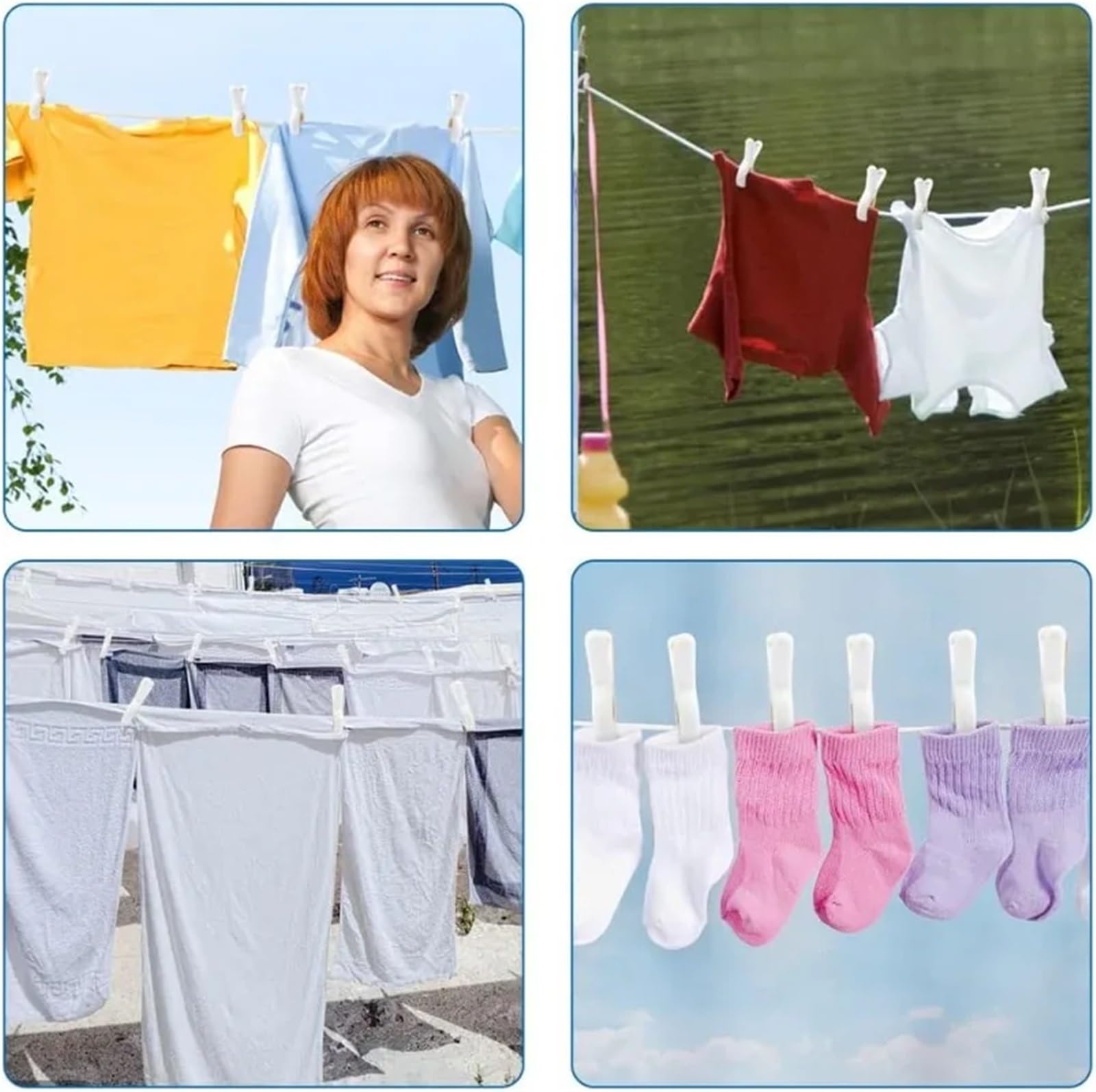 Pinzas Ropa Pinzas de plástico for Ropa con resortes antioxidantes Resistentes, al Viento, for Toallas Playa, Pinzas for, fijas Antideslizantes(Yellow-20pcs)