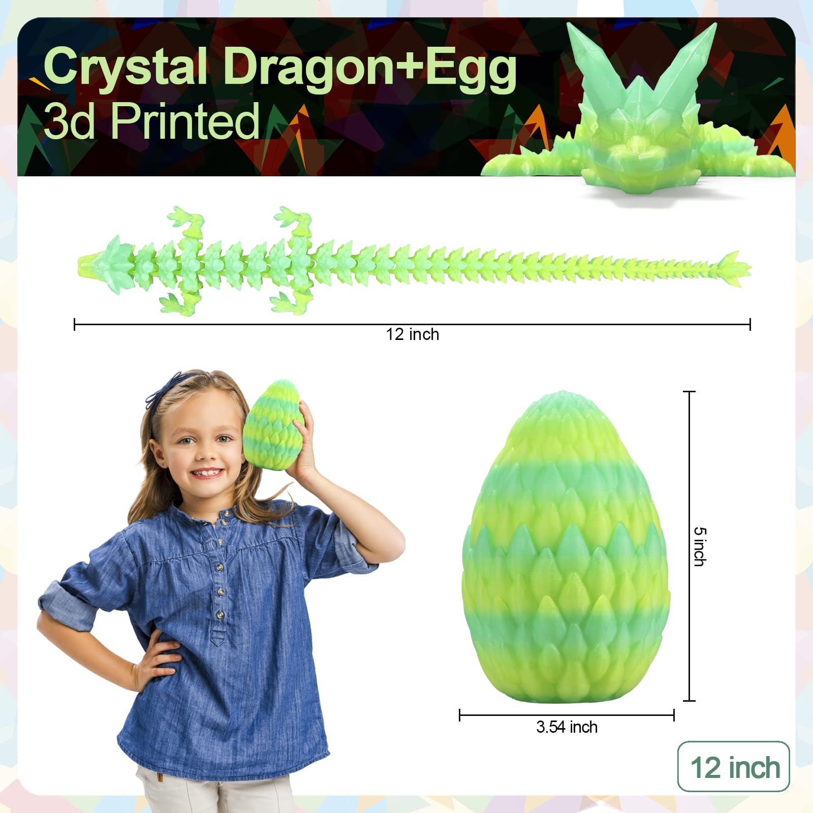 Œuf Dragon Articulé Imprimé En 3D - Dragon En Cristal Mobile - Décoration Maison Ou Jouet - Collection