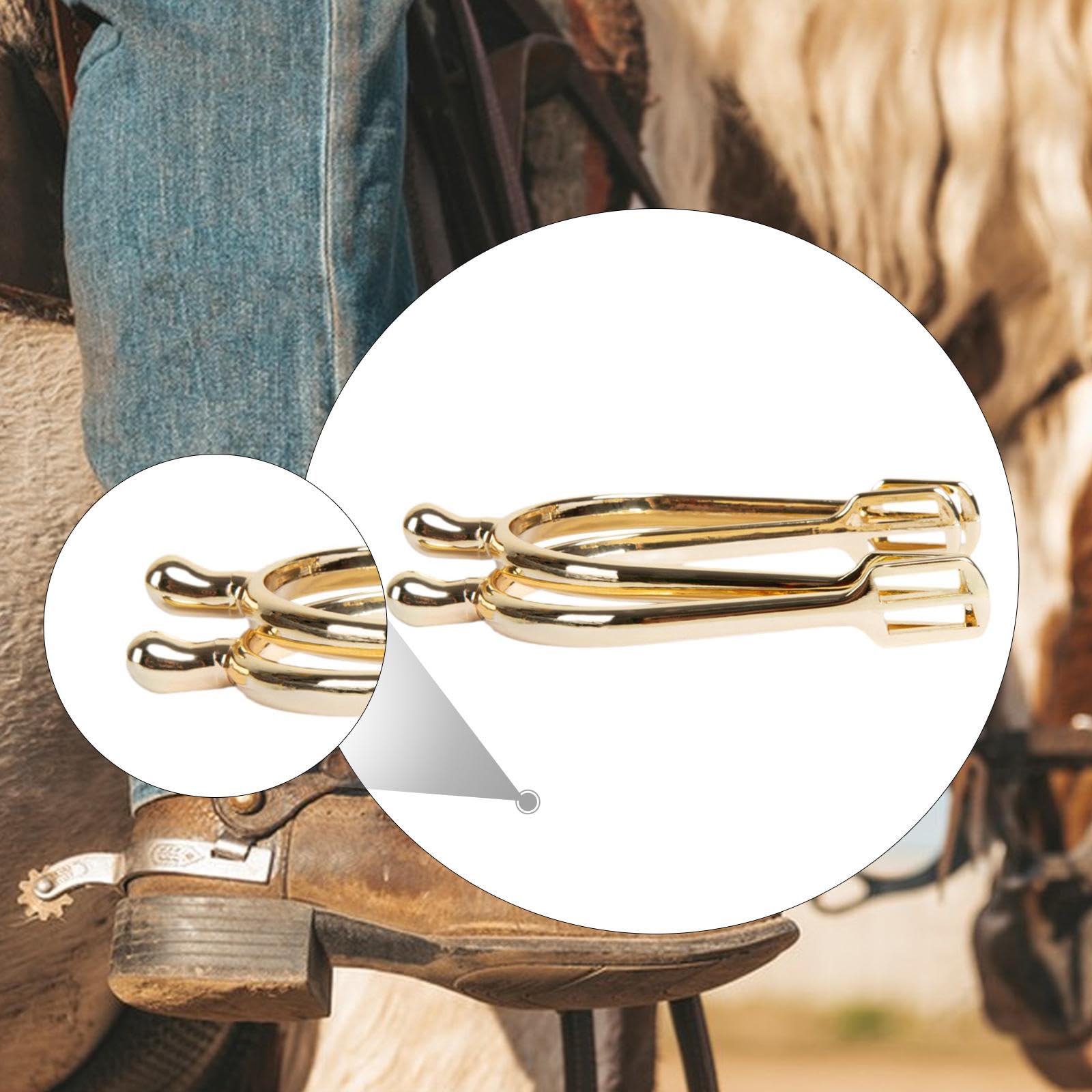 2 Stück Pferdesporen Western Metall Bootsporen Cowboysporen Dekoration Zinklegierung Rostfrei für Reitwettbewerbe Training Ranch Freizeit