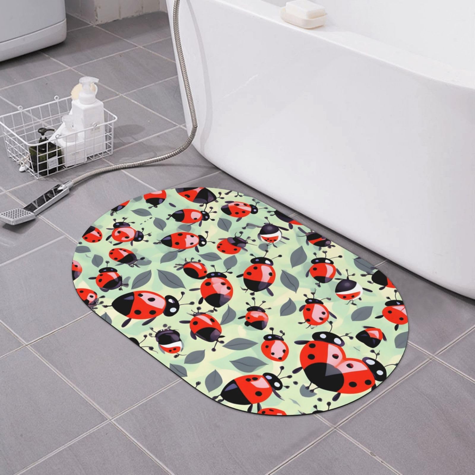 Tapis de bain en diatomite coccinelles absorbant antidérapant