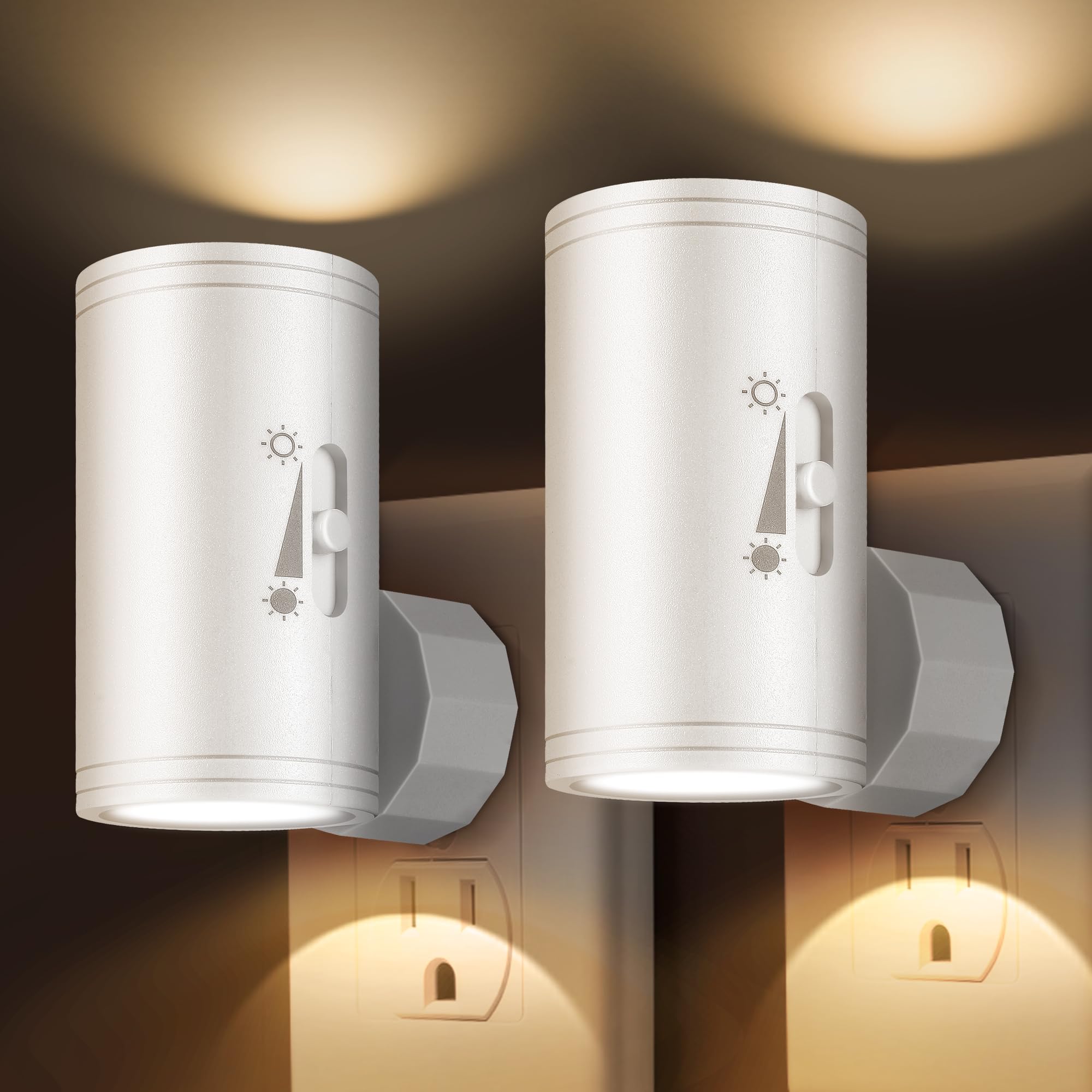 Photo 1 of **Similar item - Cloud design**
SETEN LED Plug-in Wall Night Light with Dimmable 0-300 Lumens, 3000K Soft White, Auto On/Off Light Sensor & Adjustable Head for Hallway, Stairs, Bedroom,2 Pack