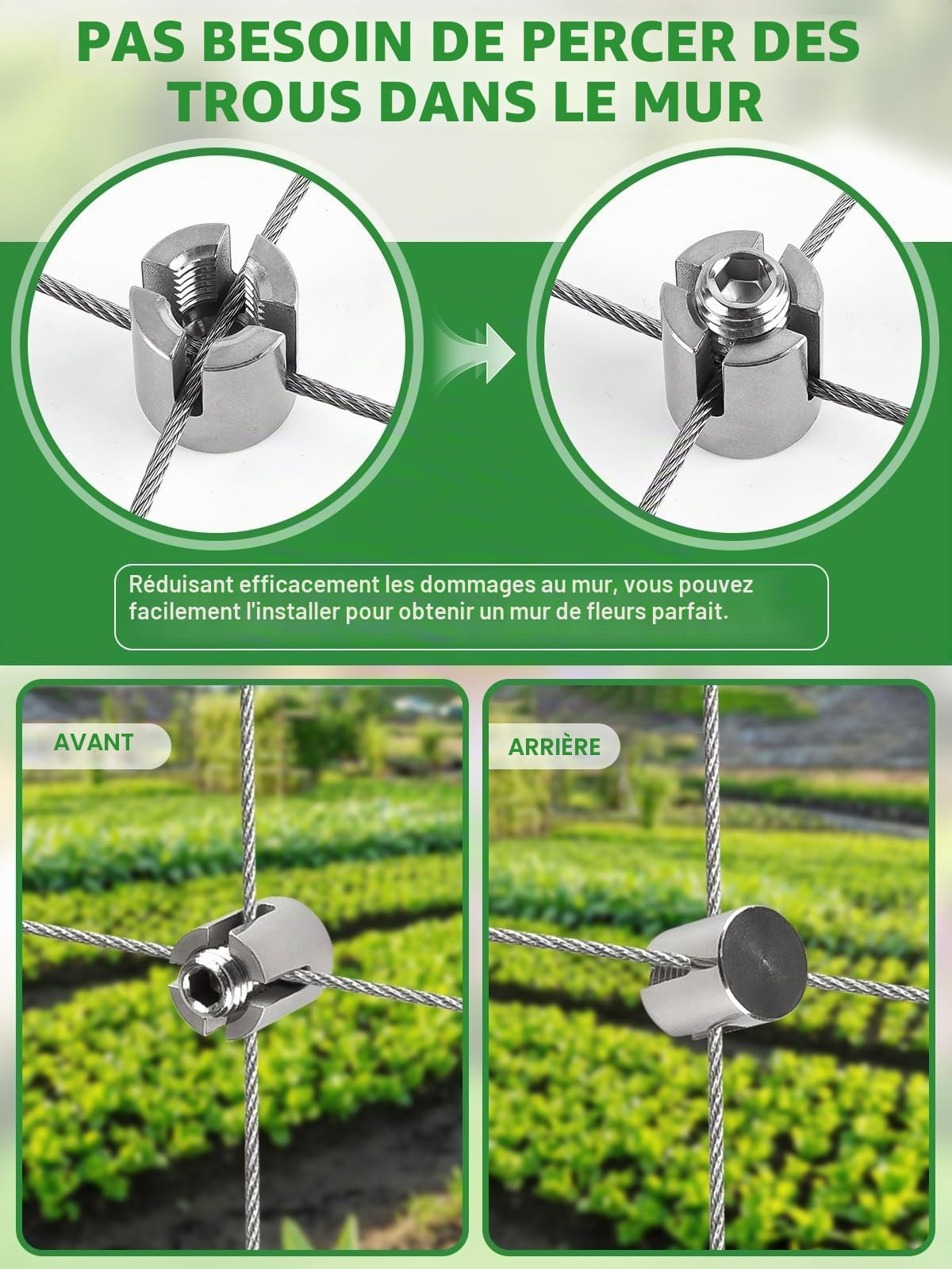 Kalolary Treillis de jardin en acier inoxydable T316 pour plantes grimpantes 45 m