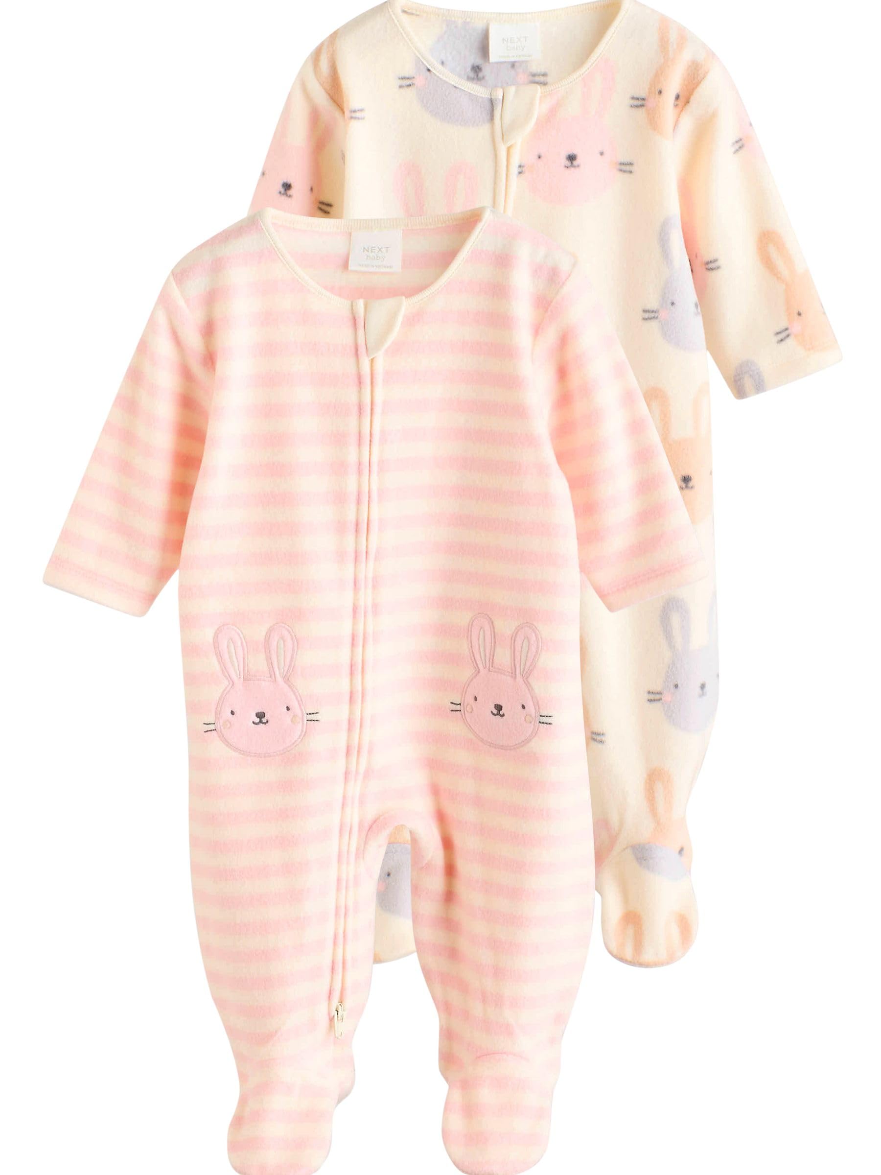 NEXT Bébé Fille Grenouillère à Zip Double Curseur en Micro Polaire bébé, Lot de 2